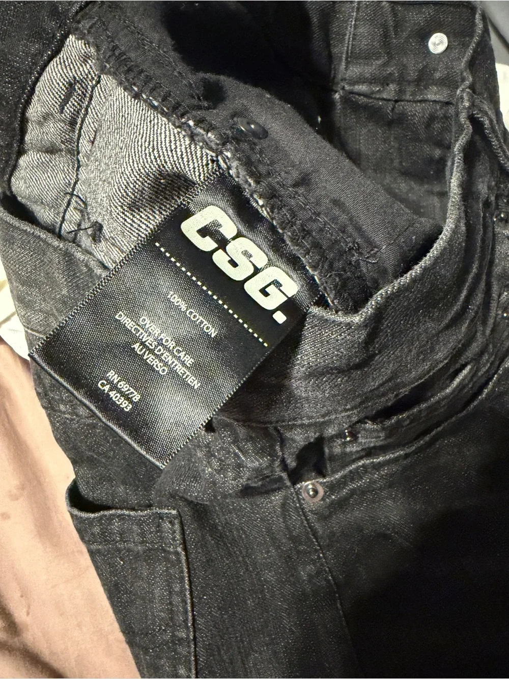 CSG Men’s Size 34 Black Distressed Denim Shorts Long Jorts Cuffed Ripped